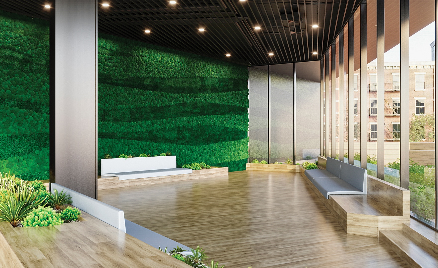 Preserved Moss Wall Art in Lobby